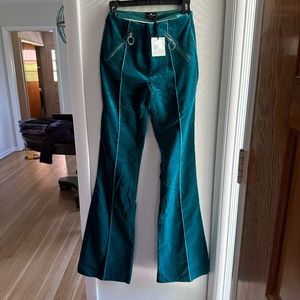 Elisabetta French Teal Velvet Pants NWT